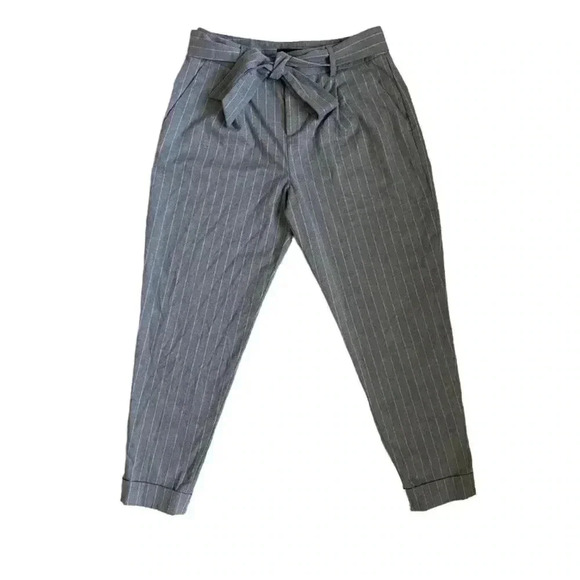 Banana Republic Gray Pinstripe High Rise Cuffed Ankle Pants - Picture 1 of 5